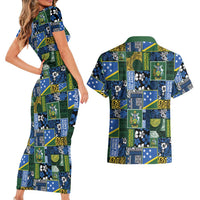 Solomon Islands Meri Kirihimete Couples Matching Short Sleeve Bodycon Dress and Hawaiian Shirt Pacific Patchwork Xmas Vibes LT9 - Polynesian Pride