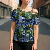 Solomon Islands Meri Kirihimete Cross Shoulder Shirt Pacific Patchwork Xmas Vibes LT9 - Polynesian Pride