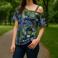 Solomon Islands Meri Kirihimete Cross Shoulder Shirt Pacific Patchwork Xmas Vibes LT9 - Polynesian Pride