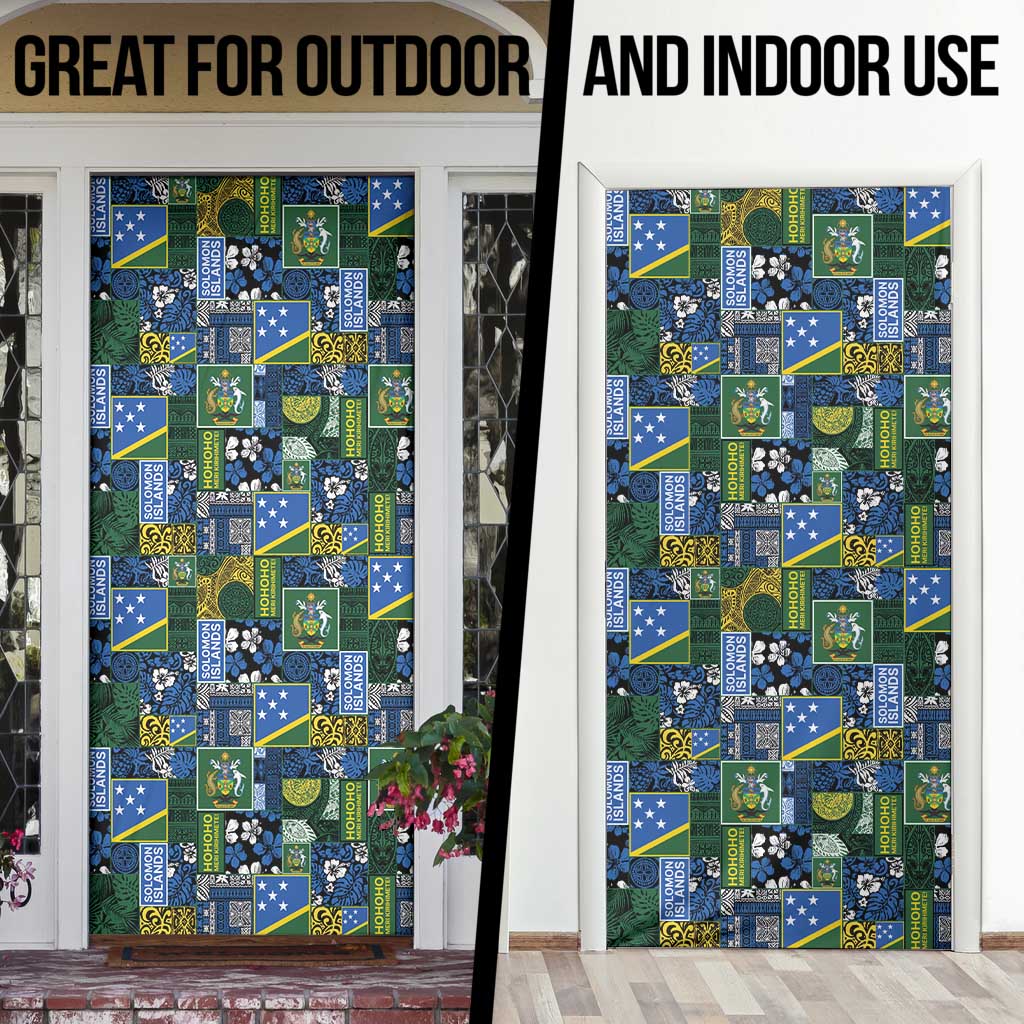 Solomon Islands Meri Kirihimete Door Cover Pacific Patchwork Xmas Vibes - Polynesian Pride