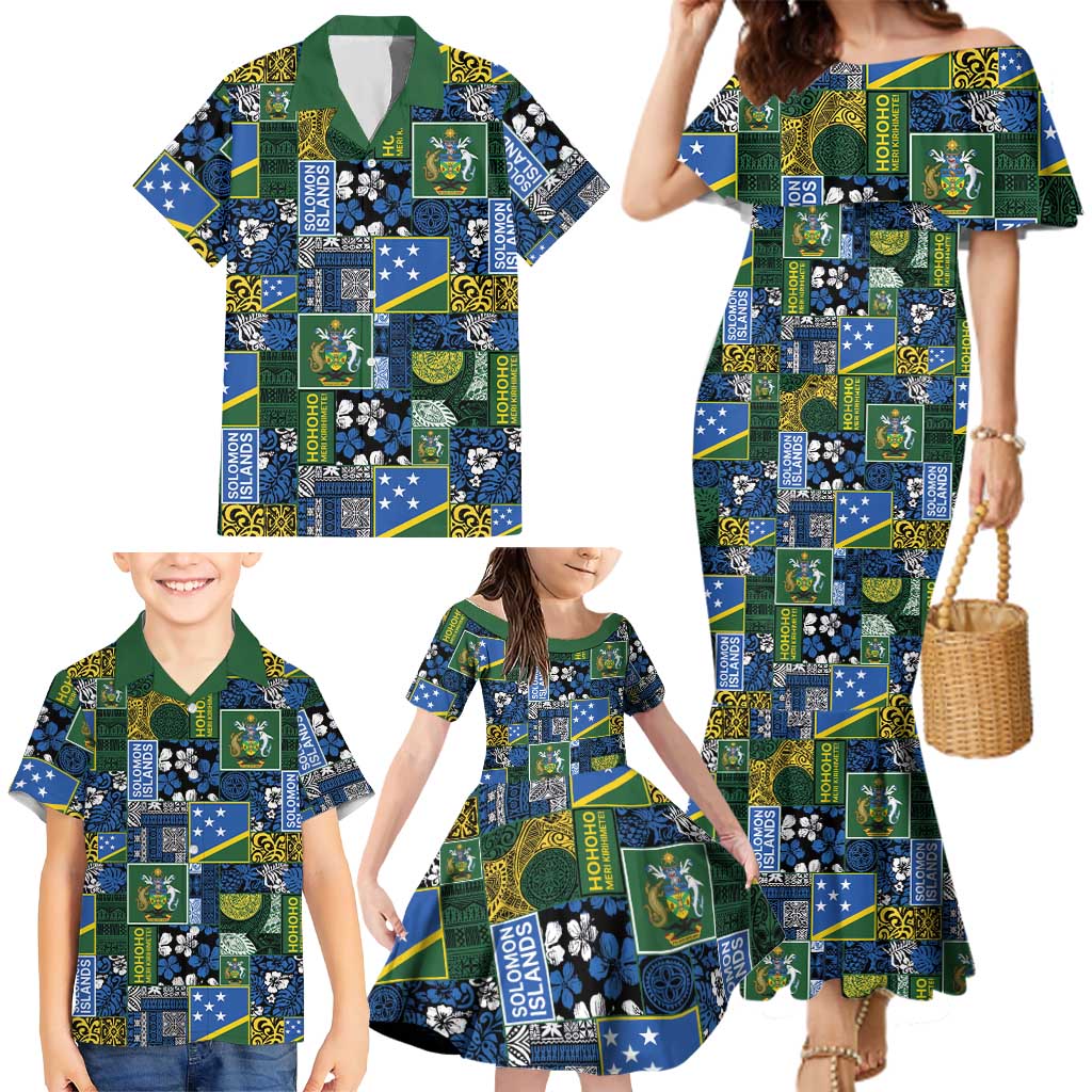 Solomon Islands Meri Kirihimete Family Matching Mermaid Dress and Hawaiian Shirt Pacific Patchwork Xmas Vibes LT9 - Polynesian Pride