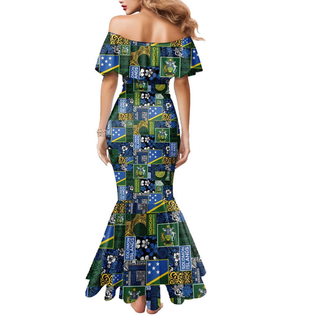 Solomon Islands Meri Kirihimete Family Matching Mermaid Dress and Hawaiian Shirt Pacific Patchwork Xmas Vibes LT9 - Polynesian Pride