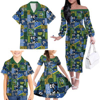 Solomon Islands Meri Kirihimete Family Matching Off The Shoulder Long Sleeve Dress and Hawaiian Shirt Pacific Patchwork Xmas Vibes LT9 - Polynesian Pride