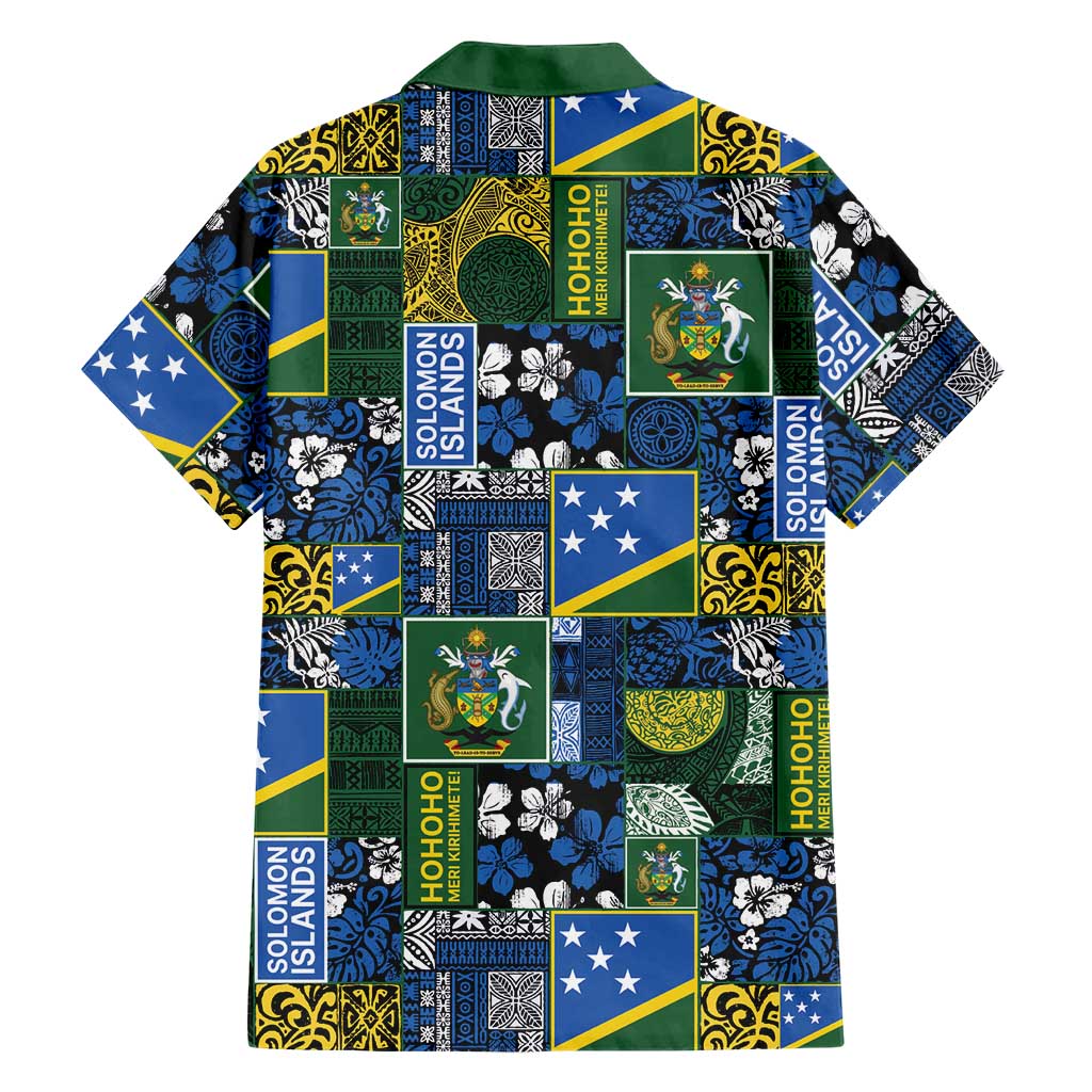 Solomon Islands Meri Kirihimete Family Matching Off The Shoulder Long Sleeve Dress and Hawaiian Shirt Pacific Patchwork Xmas Vibes LT9 - Polynesian Pride