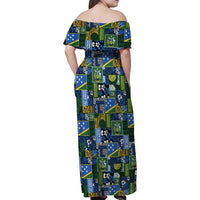 Solomon Islands Meri Kirihimete Family Matching Off Shoulder Maxi Dress and Hawaiian Shirt Pacific Patchwork Xmas Vibes LT9 - Polynesian Pride