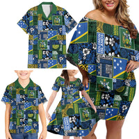 Solomon Islands Meri Kirihimete Family Matching Off Shoulder Short Dress and Hawaiian Shirt Pacific Patchwork Xmas Vibes LT9 - Polynesian Pride