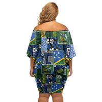 Solomon Islands Meri Kirihimete Family Matching Off Shoulder Short Dress and Hawaiian Shirt Pacific Patchwork Xmas Vibes LT9 - Polynesian Pride