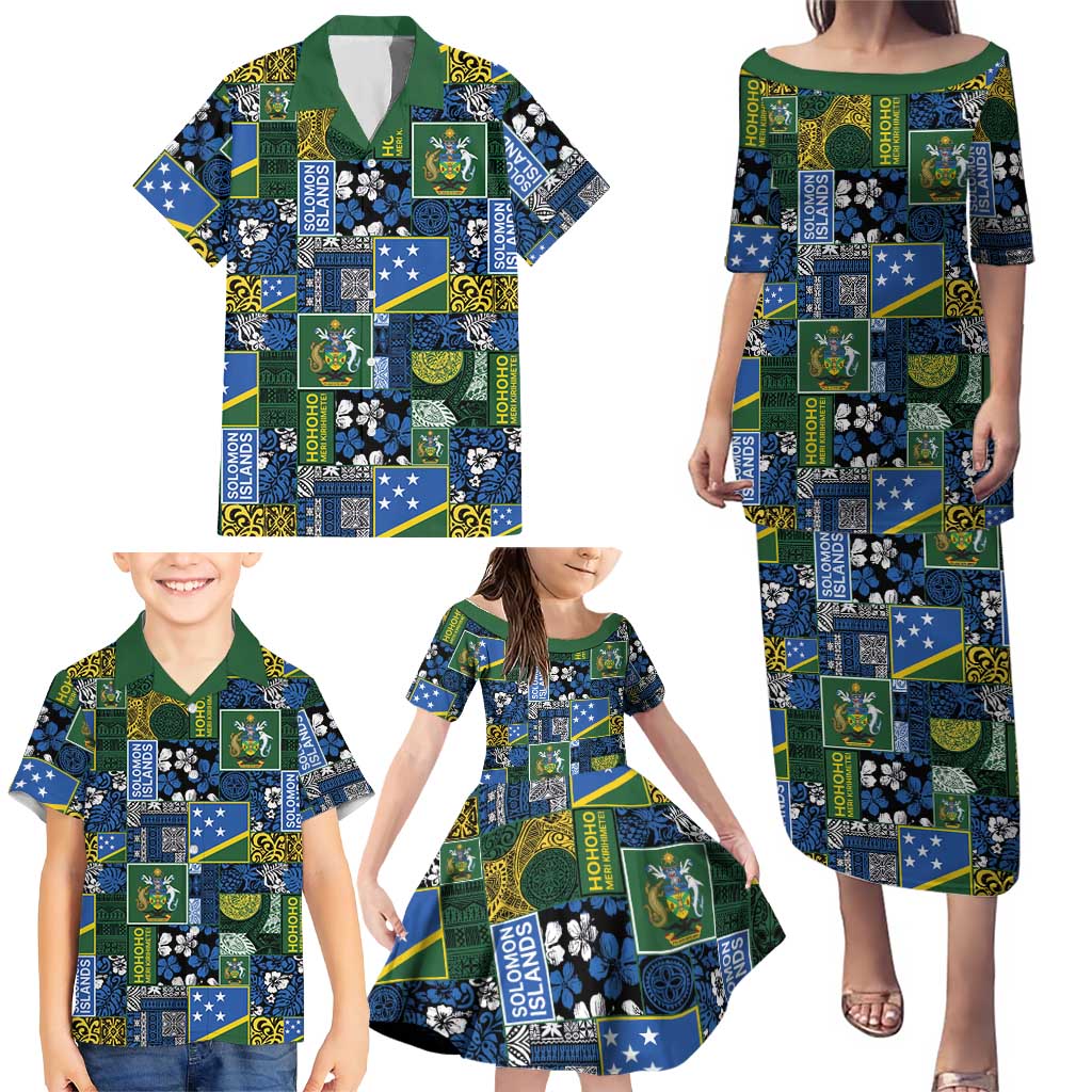 Solomon Islands Meri Kirihimete Family Matching Puletasi and Hawaiian Shirt Pacific Patchwork Xmas Vibes LT9 - Polynesian Pride