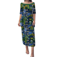 Solomon Islands Meri Kirihimete Family Matching Puletasi and Hawaiian Shirt Pacific Patchwork Xmas Vibes LT9 Mom's Dress Blue - Polynesian Pride