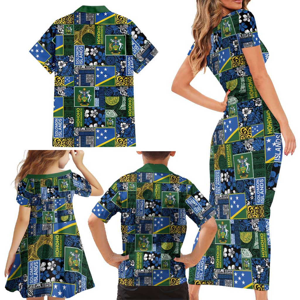Solomon Islands Meri Kirihimete Family Matching Short Sleeve Bodycon Dress and Hawaiian Shirt Pacific Patchwork Xmas Vibes LT9 - Polynesian Pride
