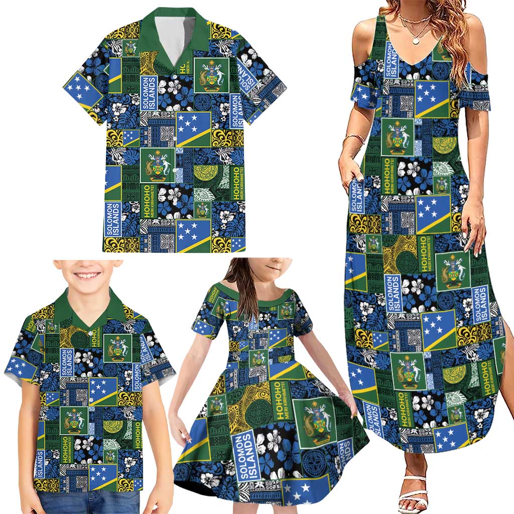Solomon Islands Meri Kirihimete Family Matching Summer Maxi Dress and Hawaiian Shirt Pacific Patchwork Xmas Vibes LT9 - Polynesian Pride