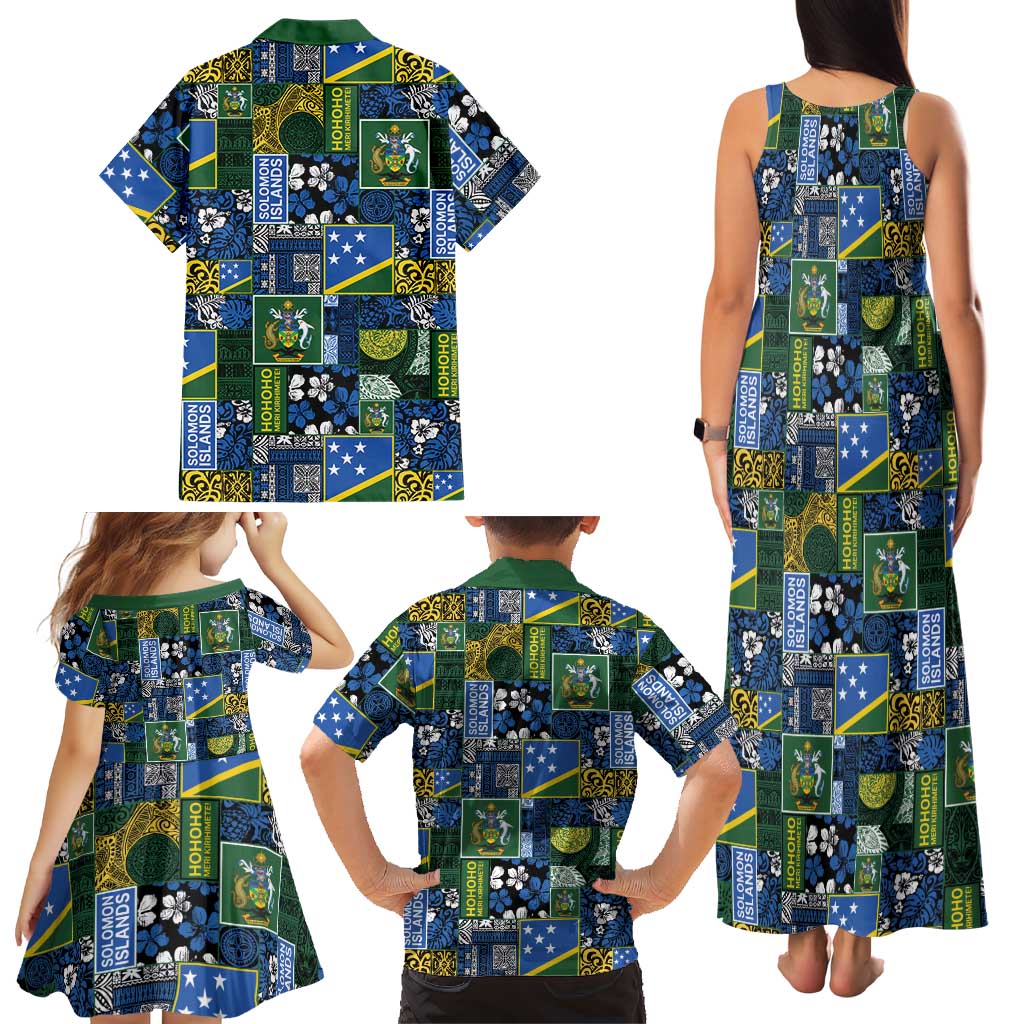 Solomon Islands Meri Kirihimete Family Matching Tank Maxi Dress and Hawaiian Shirt Pacific Patchwork Xmas Vibes LT9 - Polynesian Pride