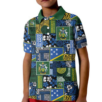 Solomon Islands Meri Kirihimete Kid Polo Shirt Pacific Patchwork Xmas Vibes - Polynesian Pride