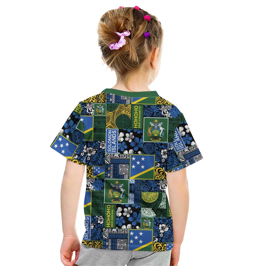 Solomon Islands Meri Kirihimete Kid T Shirt Pacific Patchwork Xmas Vibes LT9 - Polynesian Pride
