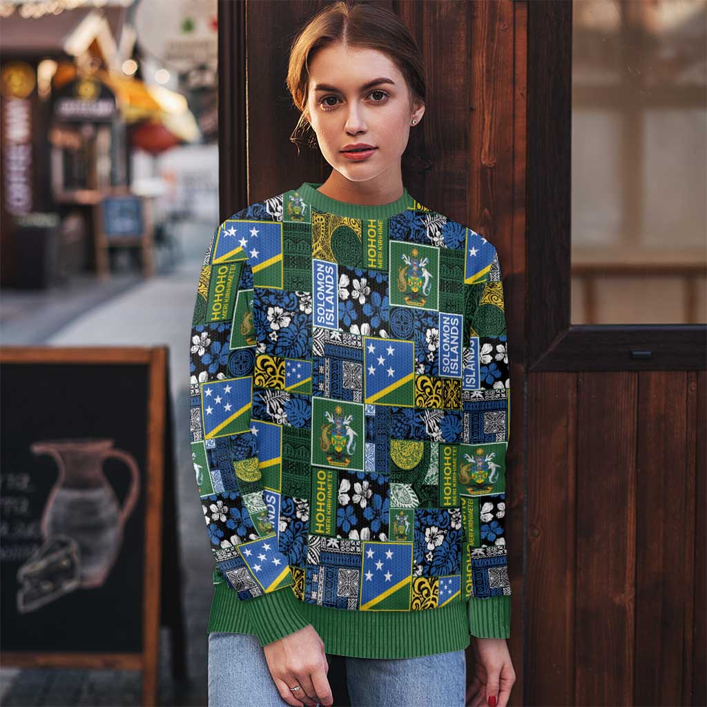Solomon Islands Meri Kirihimete Ugly Christmas Sweater Pacific Patchwork Xmas Vibes - Polynesian Pride