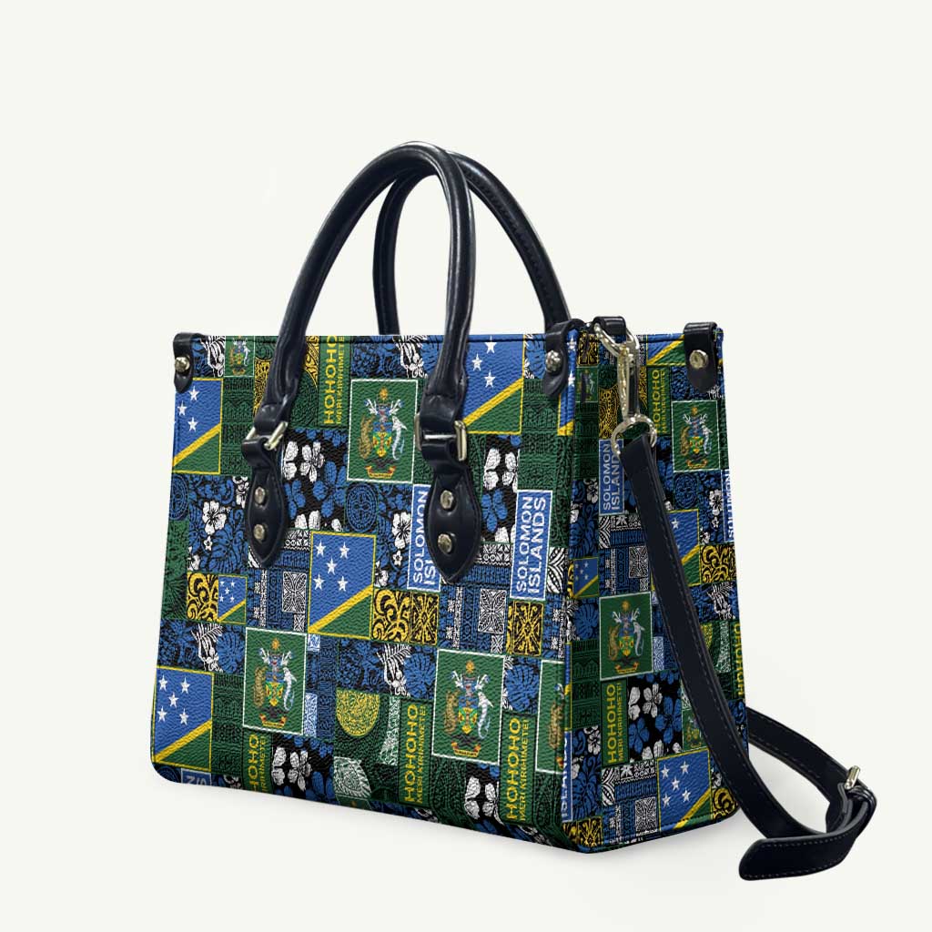 Solomon Islands Meri Kirihimete Leather Bag Pacific Patchwork Xmas Vibes - Polynesian Pride
