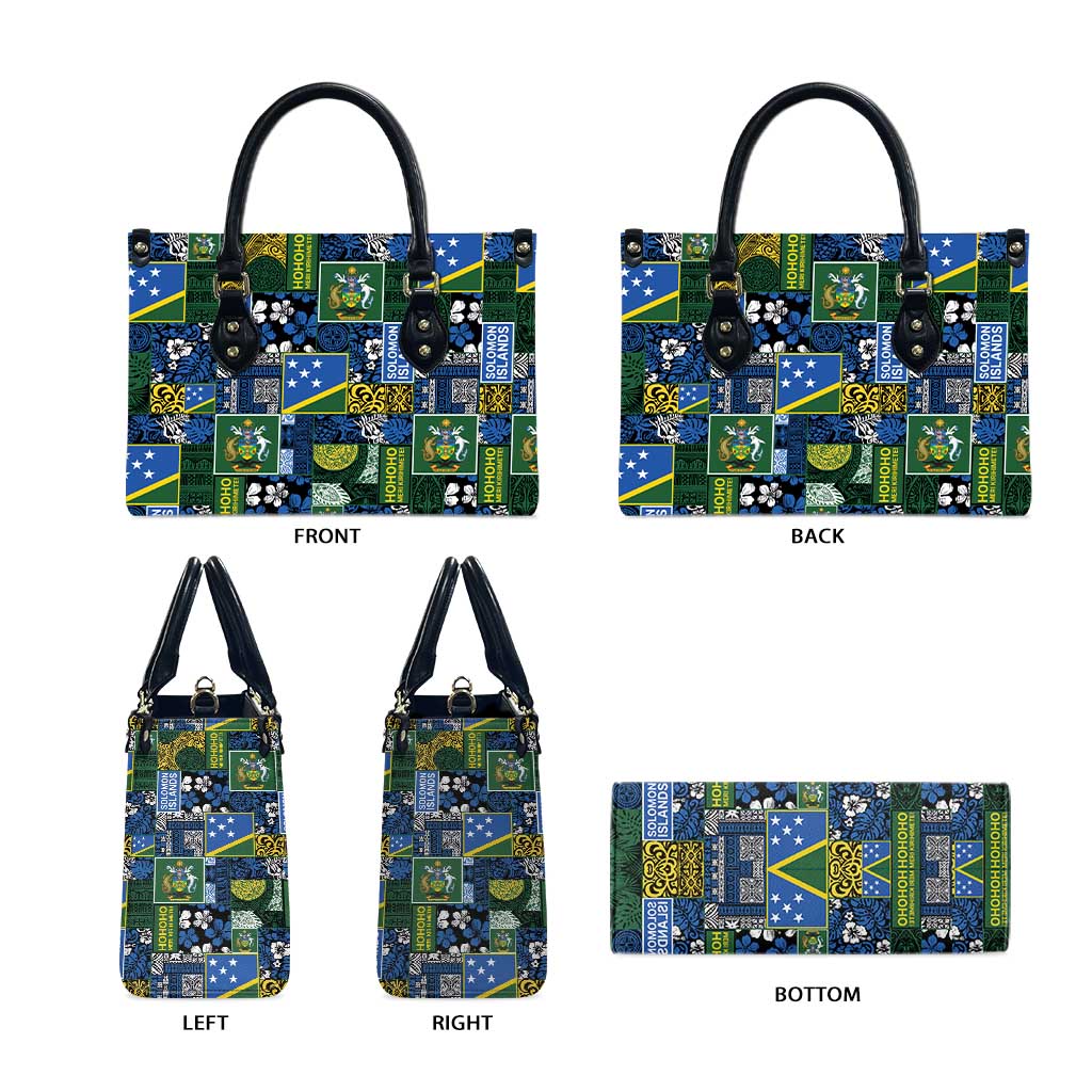 Solomon Islands Meri Kirihimete Leather Bag Pacific Patchwork Xmas Vibes - Polynesian Pride