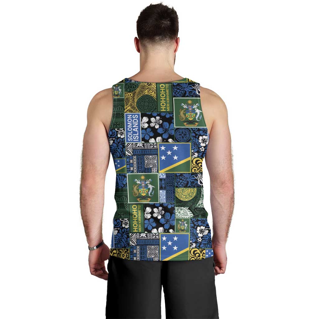 Solomon Islands Meri Kirihimete Men Tank Top Pacific Patchwork Xmas Vibes LT9 - Polynesian Pride