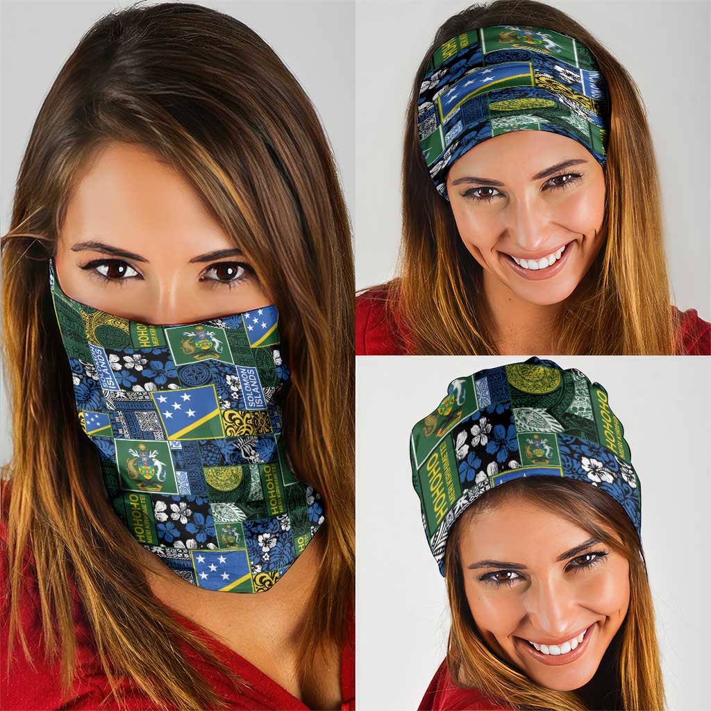 Solomon Islands Meri Kirihimete Neck Gaiter Pacific Patchwork Xmas Vibes - Polynesian Pride
