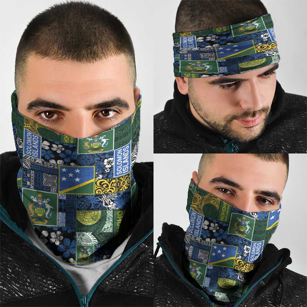 Solomon Islands Meri Kirihimete Neck Gaiter Pacific Patchwork Xmas Vibes - Polynesian Pride