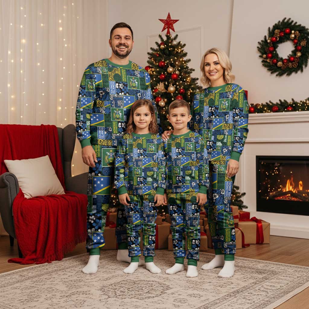 Solomon Islands Meri Kirihimete Christmas Pajama Set Pacific Patchwork Xmas Vibes LT9 - Polynesian Pride