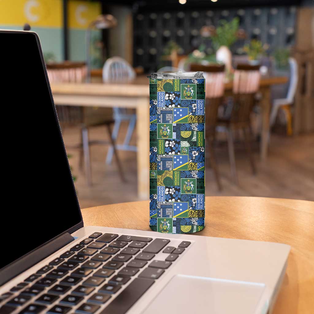 Solomon Islands Meri Kirihimete Skinny Tumbler Pacific Patchwork Xmas Vibes - Polynesian Pride