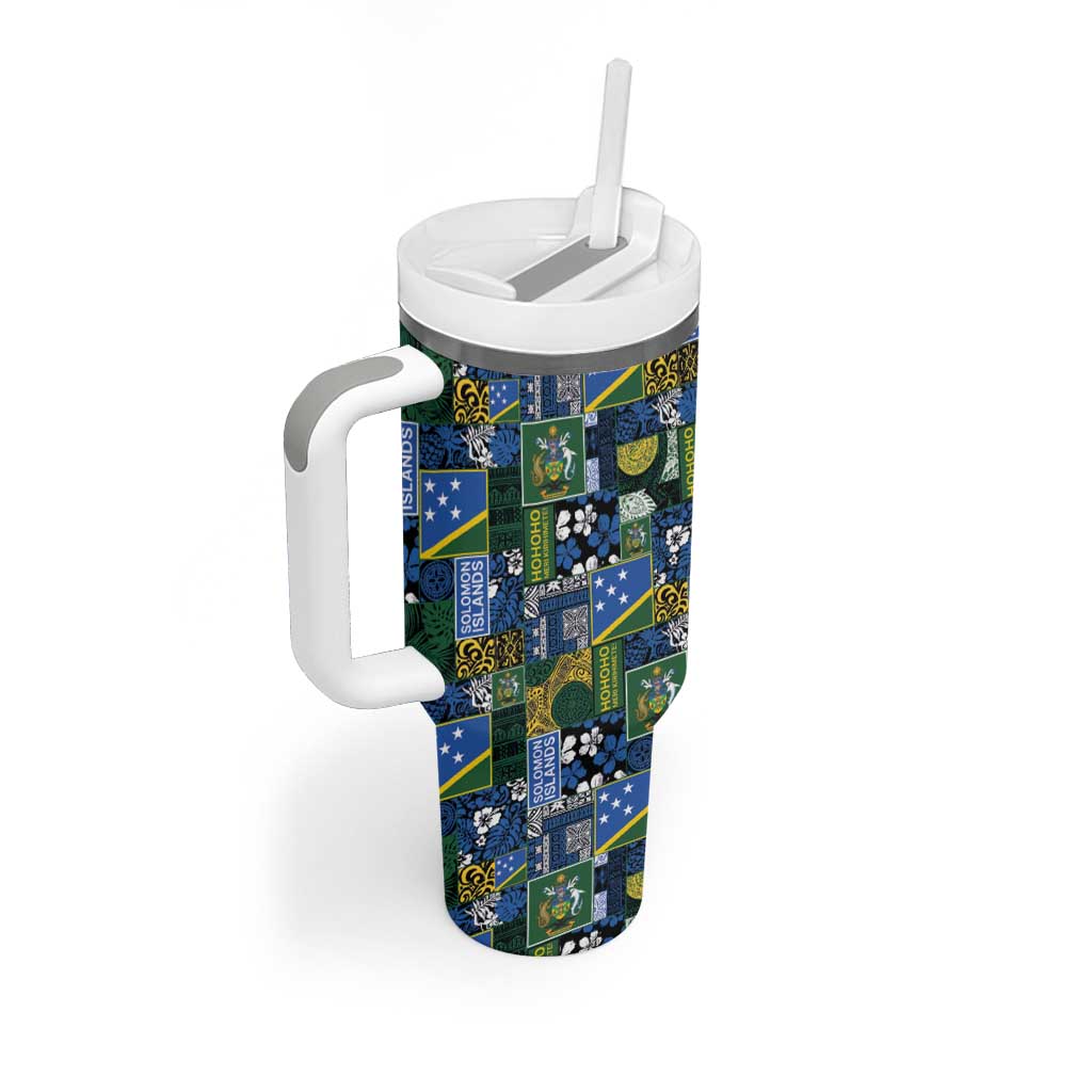 Solomon Islands Meri Kirihimete Tumbler With Handle Pacific Patchwork Xmas Vibes - Polynesian Pride