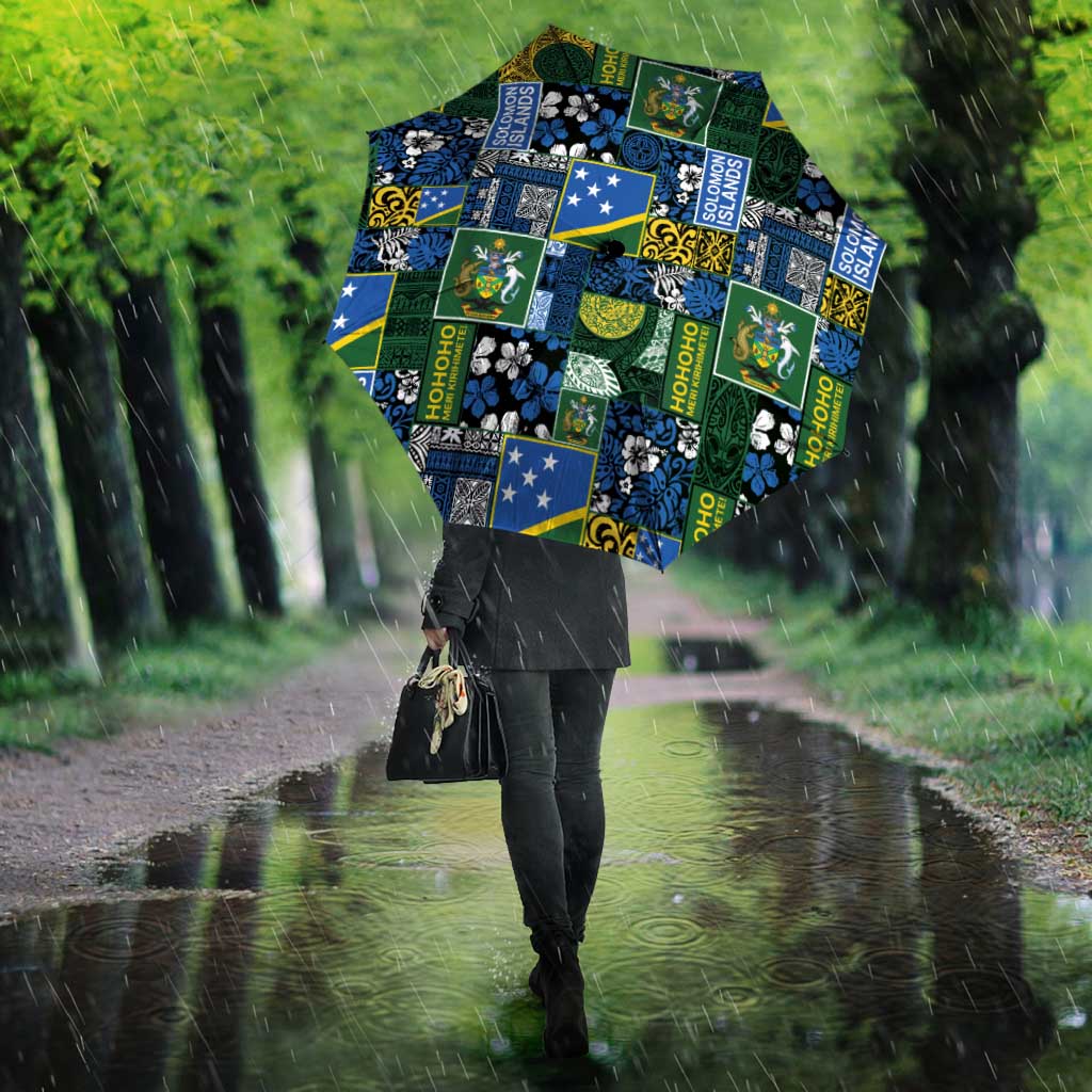 Solomon Islands Meri Kirihimete Umbrella Pacific Patchwork Xmas Vibes - Polynesian Pride