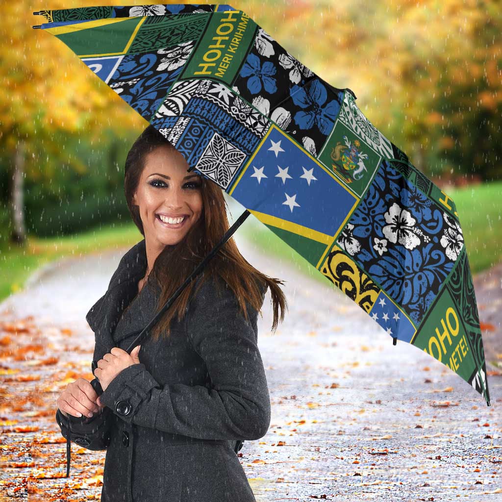 Solomon Islands Meri Kirihimete Umbrella Pacific Patchwork Xmas Vibes - Polynesian Pride