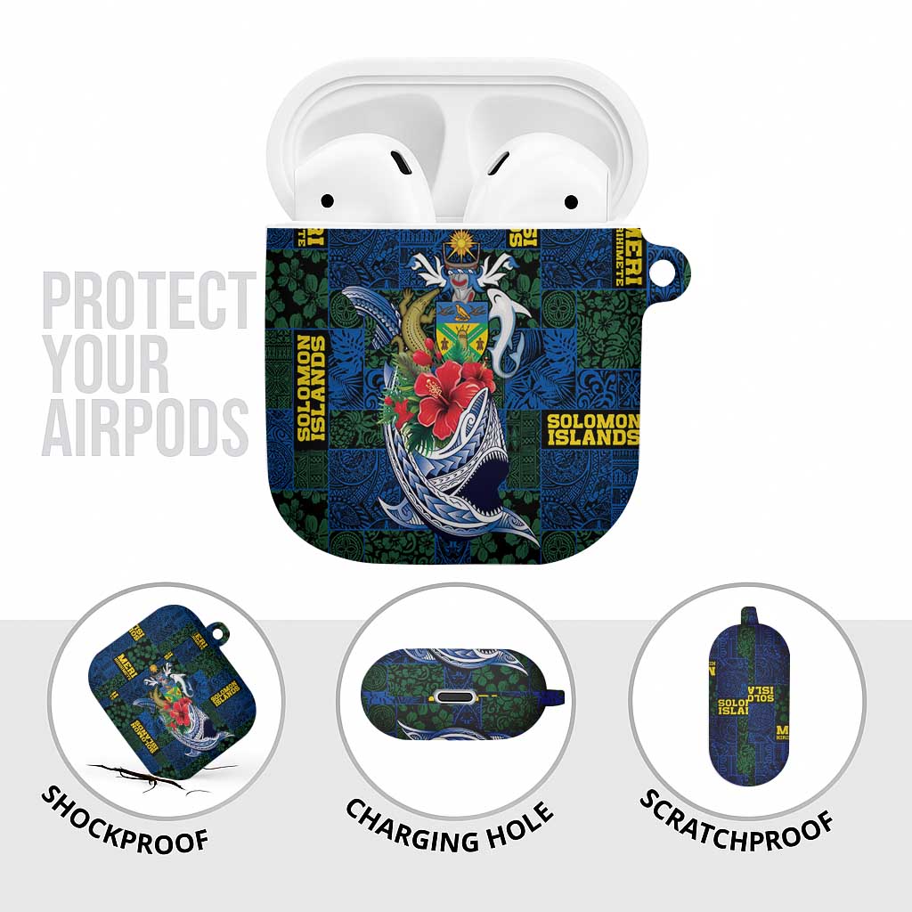 Solomon Islands Meri Kirihimete AirPods Case Funny Santa Riding Shark - Polynesian Pride