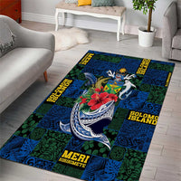 Solomon Islands Meri Kirihimete Area Rug Funny Santa Riding Shark - Polynesian Pride