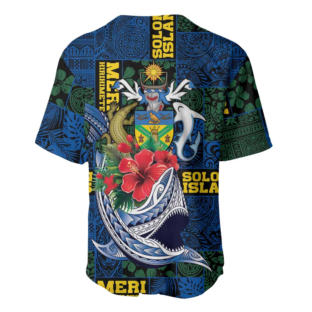 Solomon Islands Meri Kirihimete Baseball Jersey Funny Santa Riding Shark - Polynesian Pride