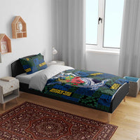 Solomon Islands Meri Kirihimete Bedding Set Funny Santa Riding Shark - Polynesian Pride
