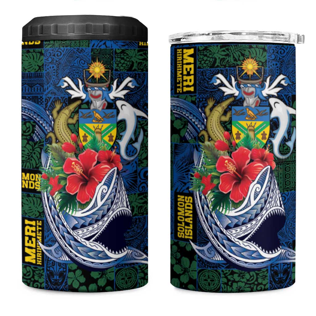 Solomon Islands Meri Kirihimete 4 in 1 Can Cooler Tumbler Funny Santa Riding Shark LT9 One Size: 16 oz Blue - Polynesian Pride