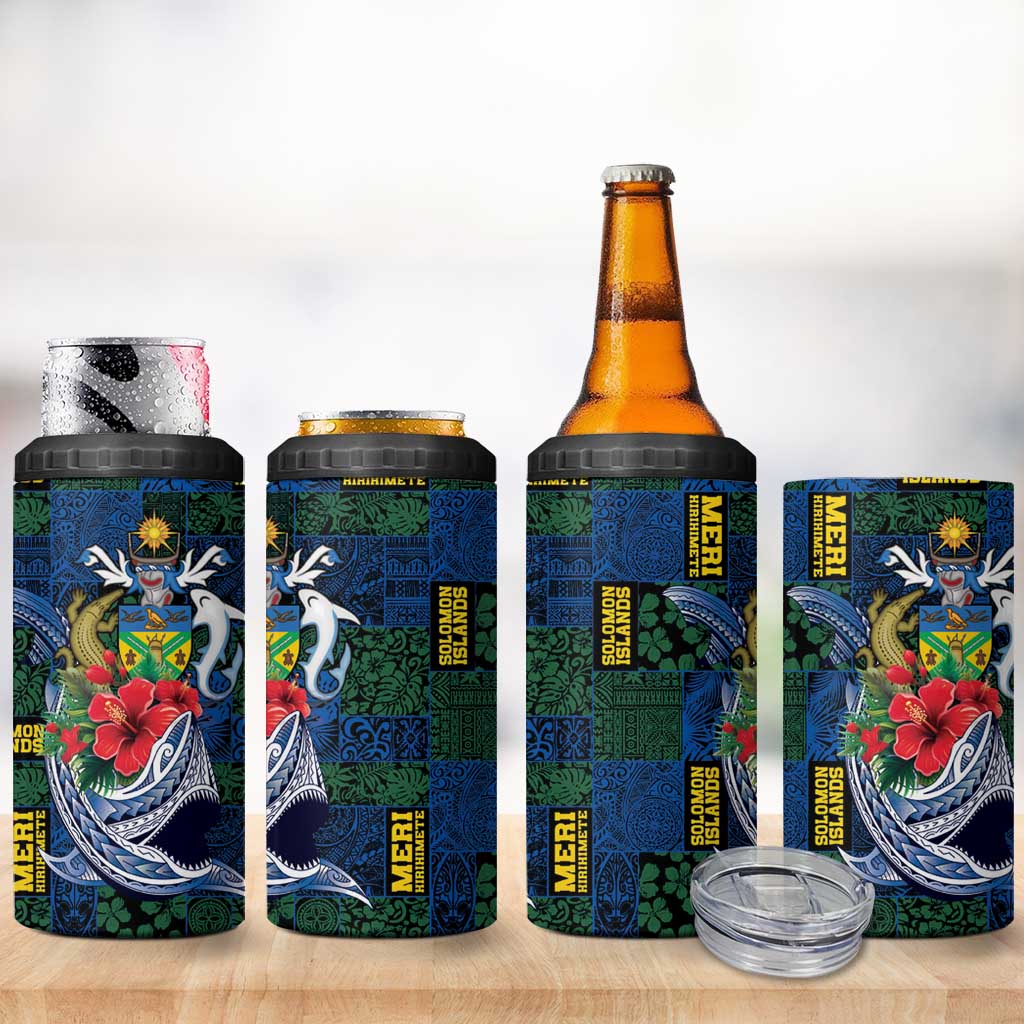 Solomon Islands Meri Kirihimete 4 in 1 Can Cooler Tumbler Funny Santa Riding Shark LT9 - Polynesian Pride