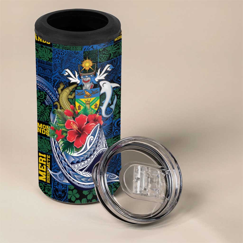 Solomon Islands Meri Kirihimete 4 in 1 Can Cooler Tumbler Funny Santa Riding Shark LT9 - Polynesian Pride