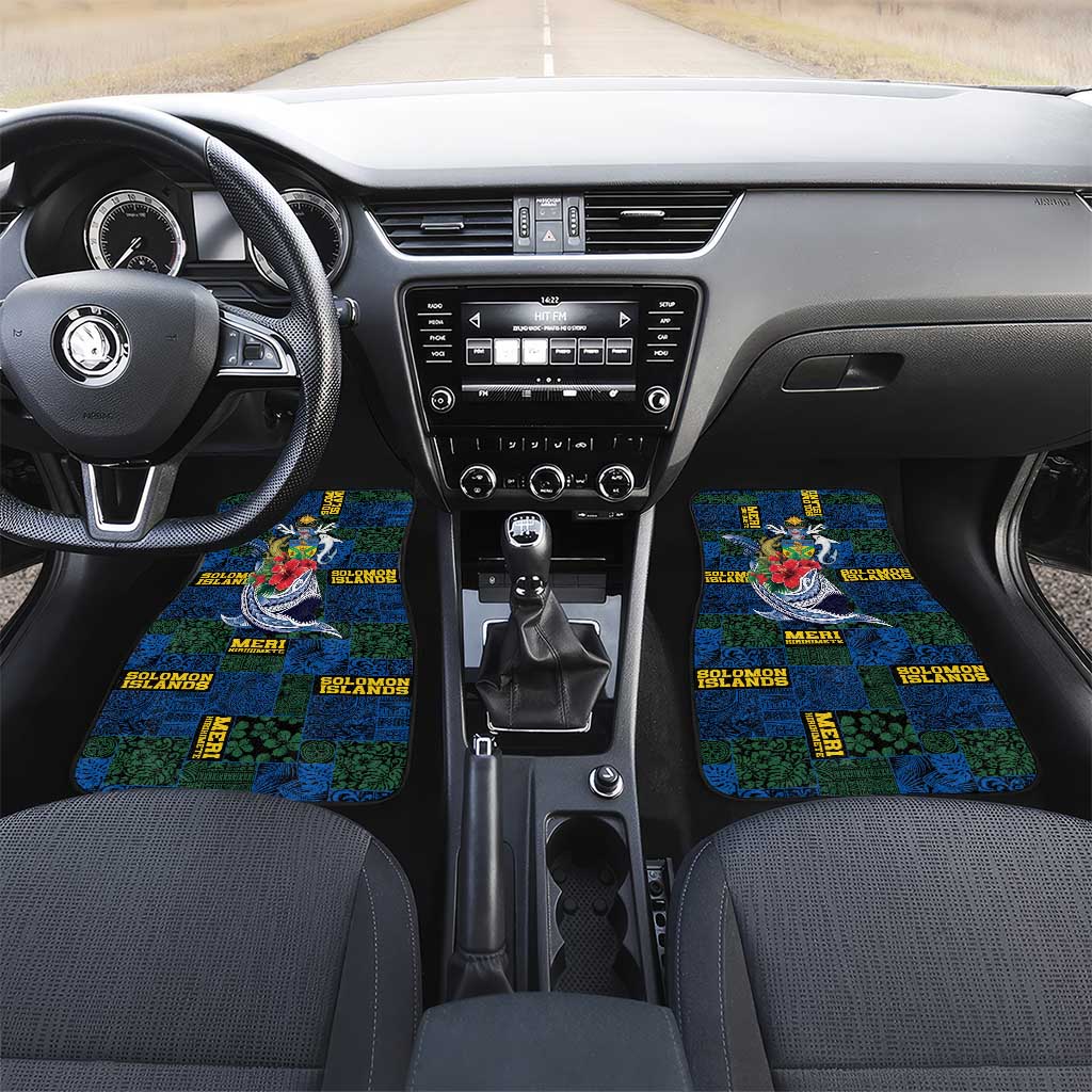Solomon Islands Meri Kirihimete Car Mats Funny Santa Riding Shark - Polynesian Pride