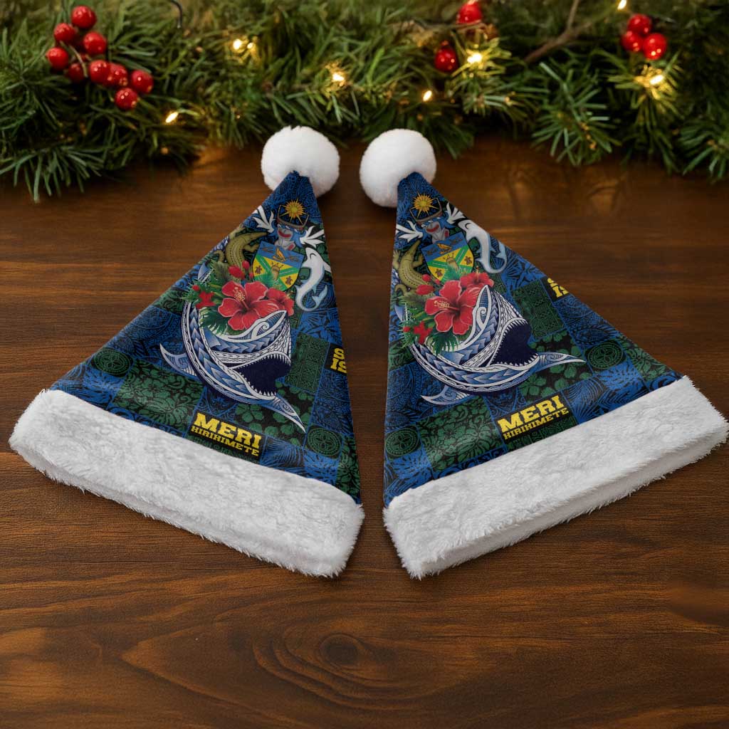 Solomon Islands Meri Kirihimete Christmas Santa Hat Funny Santa Riding Shark LT9 - Polynesian Pride