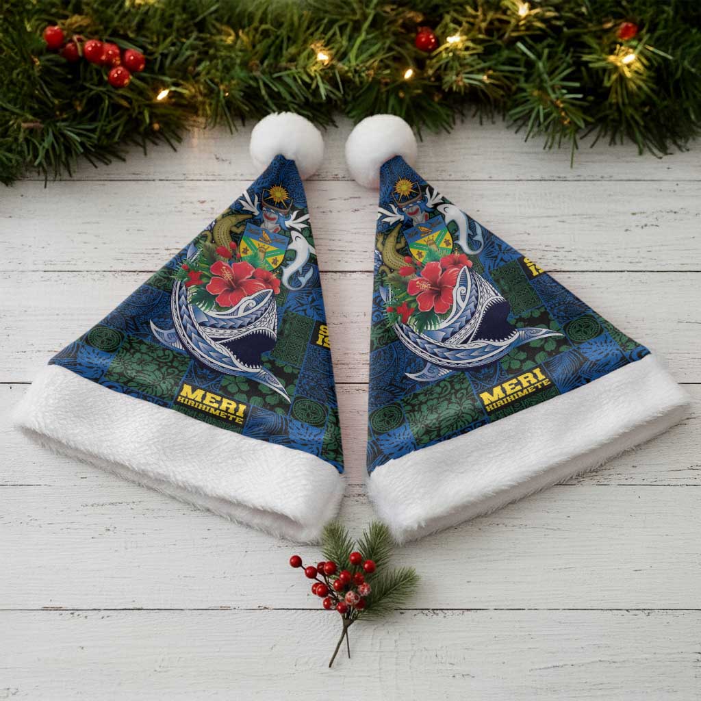 Solomon Islands Meri Kirihimete Christmas Santa Hat Funny Santa Riding Shark LT9 - Polynesian Pride