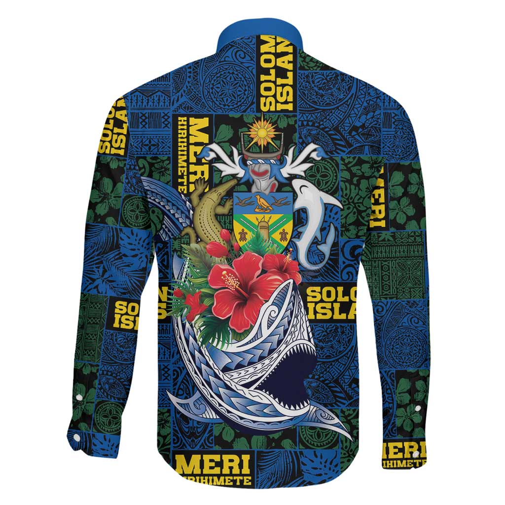 Solomon Islands Meri Kirihimete Family Matching Off Shoulder Short Dress and Hawaiian Shirt Funny Santa Riding Shark LT9 - Polynesian Pride