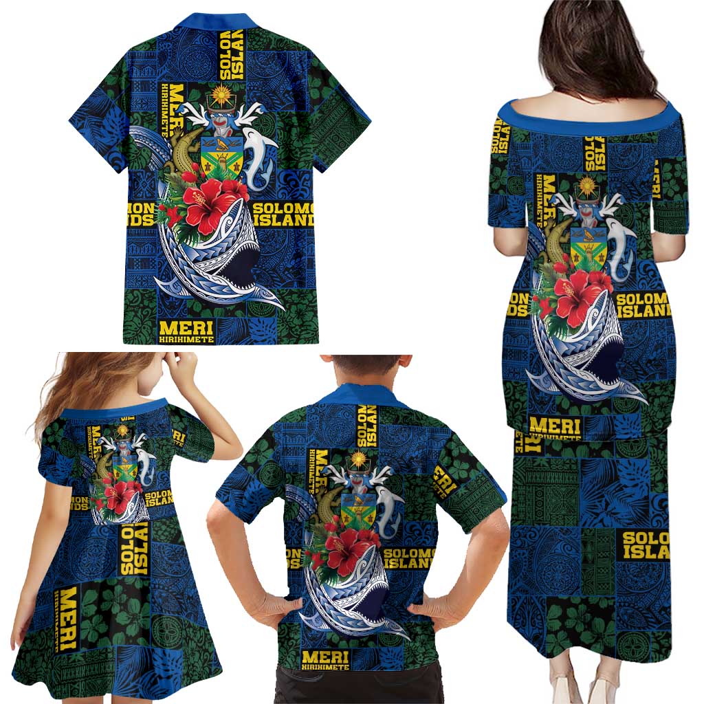 Solomon Islands Meri Kirihimete Family Matching Puletasi and Hawaiian Shirt Funny Santa Riding Shark LT9 - Polynesian Pride