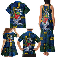 Solomon Islands Meri Kirihimete Family Matching Tank Maxi Dress and Hawaiian Shirt Funny Santa Riding Shark LT9 - Polynesian Pride