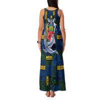 Solomon Islands Meri Kirihimete Family Matching Tank Maxi Dress and Hawaiian Shirt Funny Santa Riding Shark LT9 - Polynesian Pride