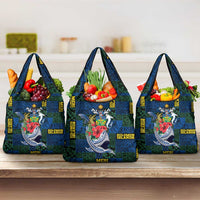 Solomon Islands Meri Kirihimete Grocery Bag Funny Santa Riding Shark - Polynesian Pride