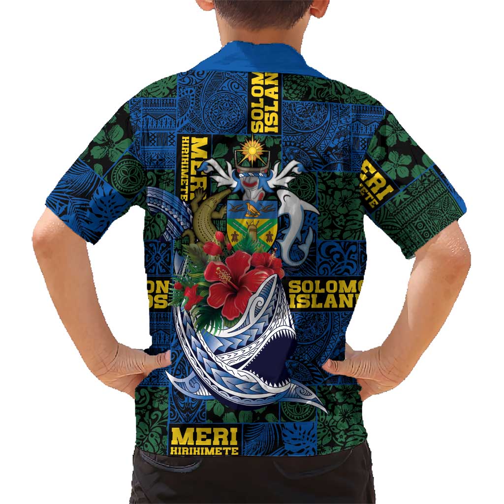 Solomon Islands Meri Kirihimete Hawaiian Shirt Funny Santa Riding Shark - Polynesian Pride