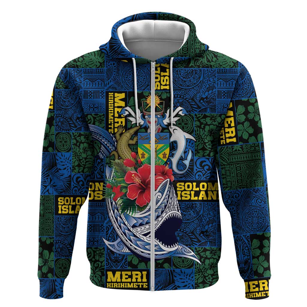 Solomon Islands Meri Kirihimete Hoodie Funny Santa Riding Shark - Polynesian Pride