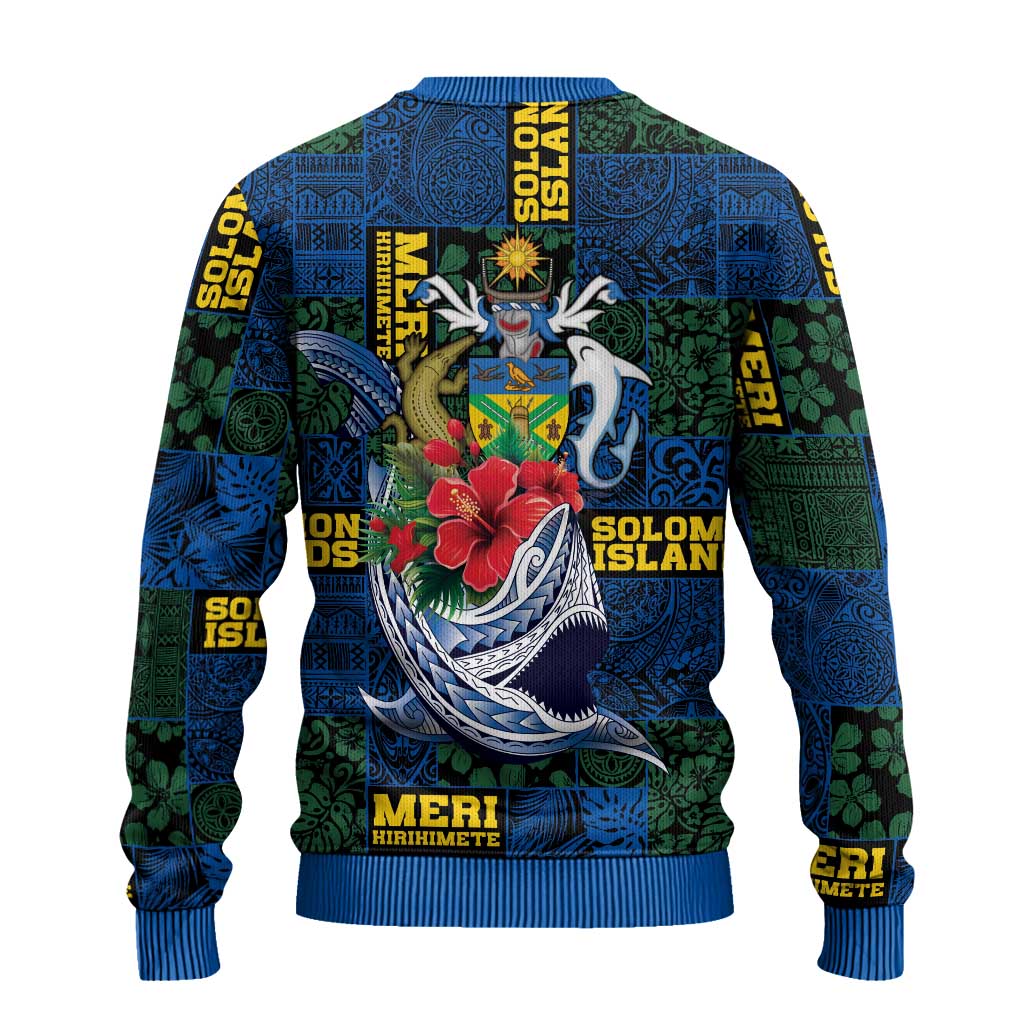 Solomon Islands Meri Kirihimete Ugly Christmas Sweater Funny Santa Riding Shark LT9 - Polynesian Pride