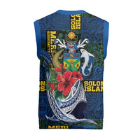Solomon Islands Meri Kirihimete Christmas Knitted V-Neck Vest Funny Santa Riding Shark LT9 - Polynesian Pride