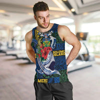 Solomon Islands Meri Kirihimete Men Tank Top Funny Santa Riding Shark - Polynesian Pride
