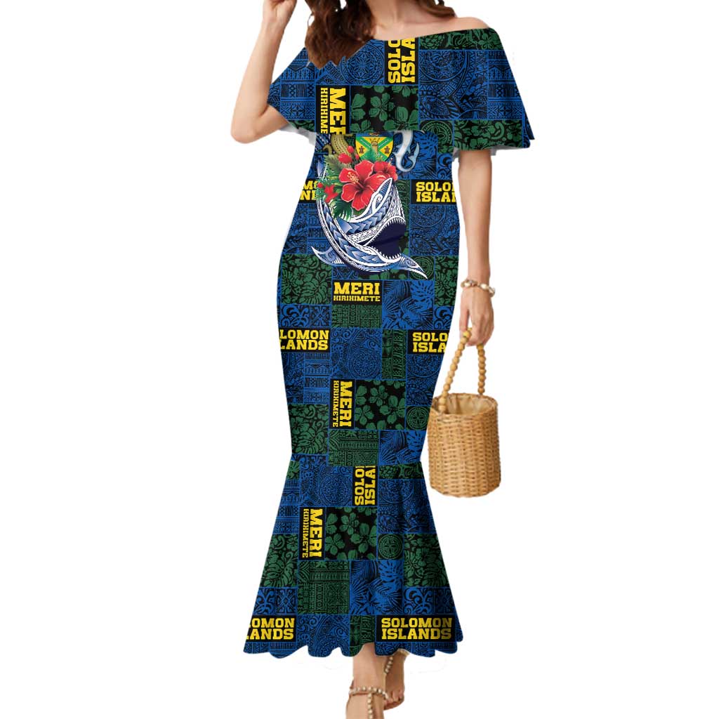 Solomon Islands Meri Kirihimete Mermaid Dress Funny Santa Riding Shark - Polynesian Pride